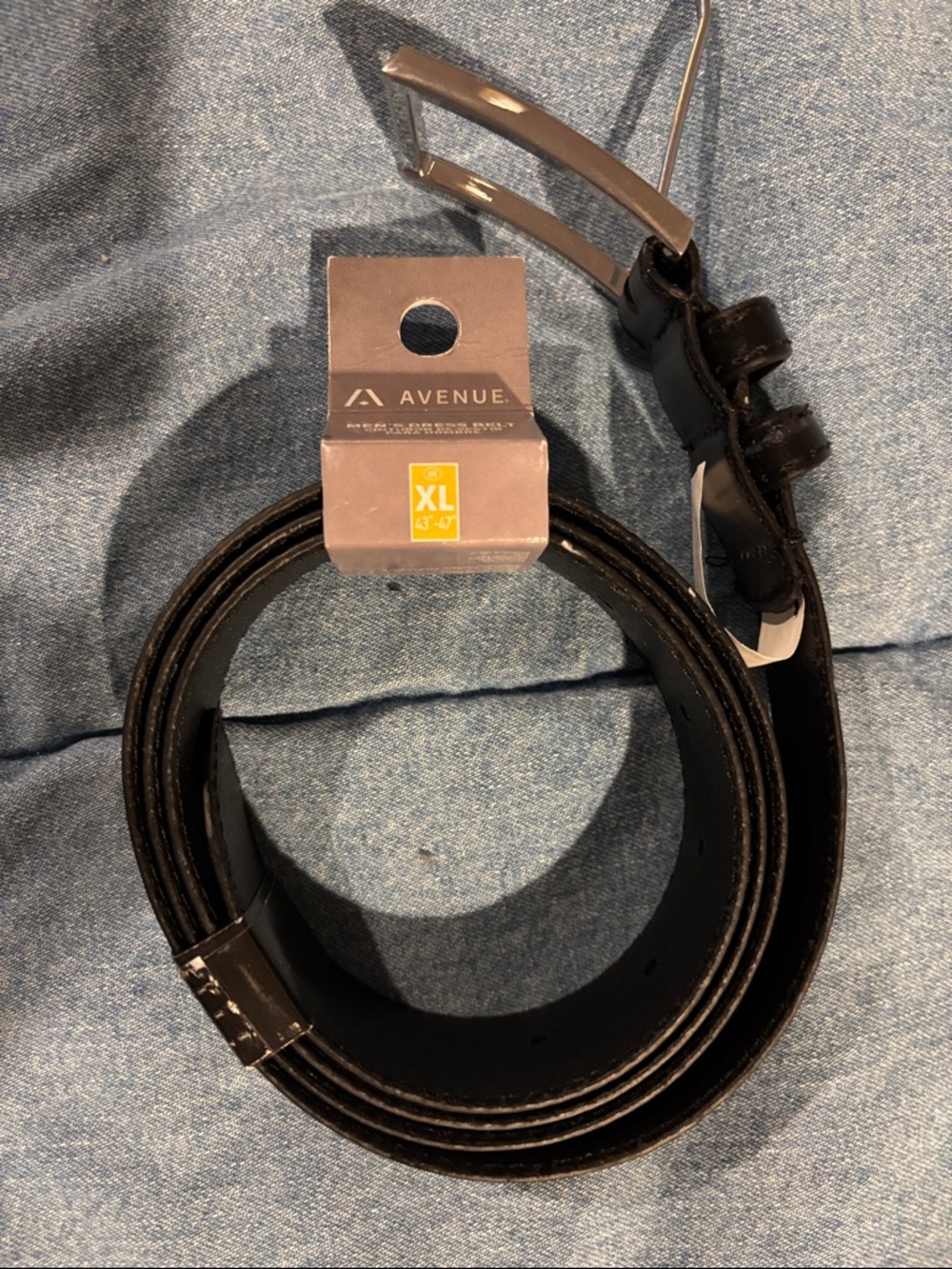 NWT Avenue Men's Black Leather Belt - XL